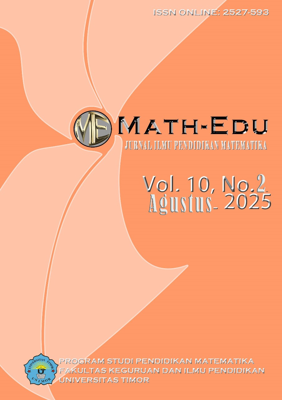 					View Vol. 10 No. 2 (2025): MATH-EDU: Jurnal Ilmu Pendidikan Matematika
				