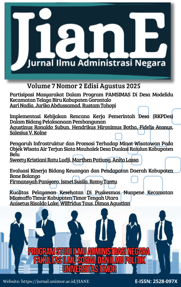 					View Vol. 7 No. 2 (2025): JianE: Jurnal Ilmu Administrasi Negara
				