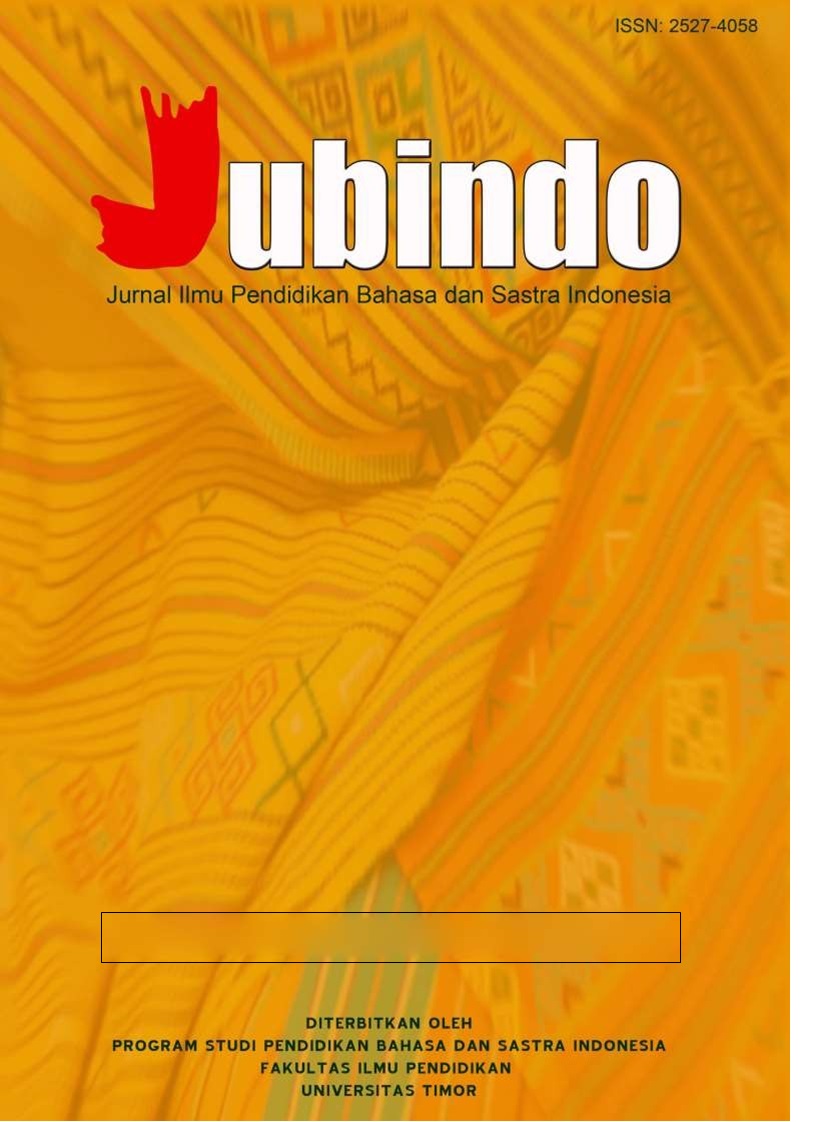 					View Vol. 9 No. 2 (2024): Jubindo: Jurnal Pendidikan Bahasa dan Sastra Indonesia
				