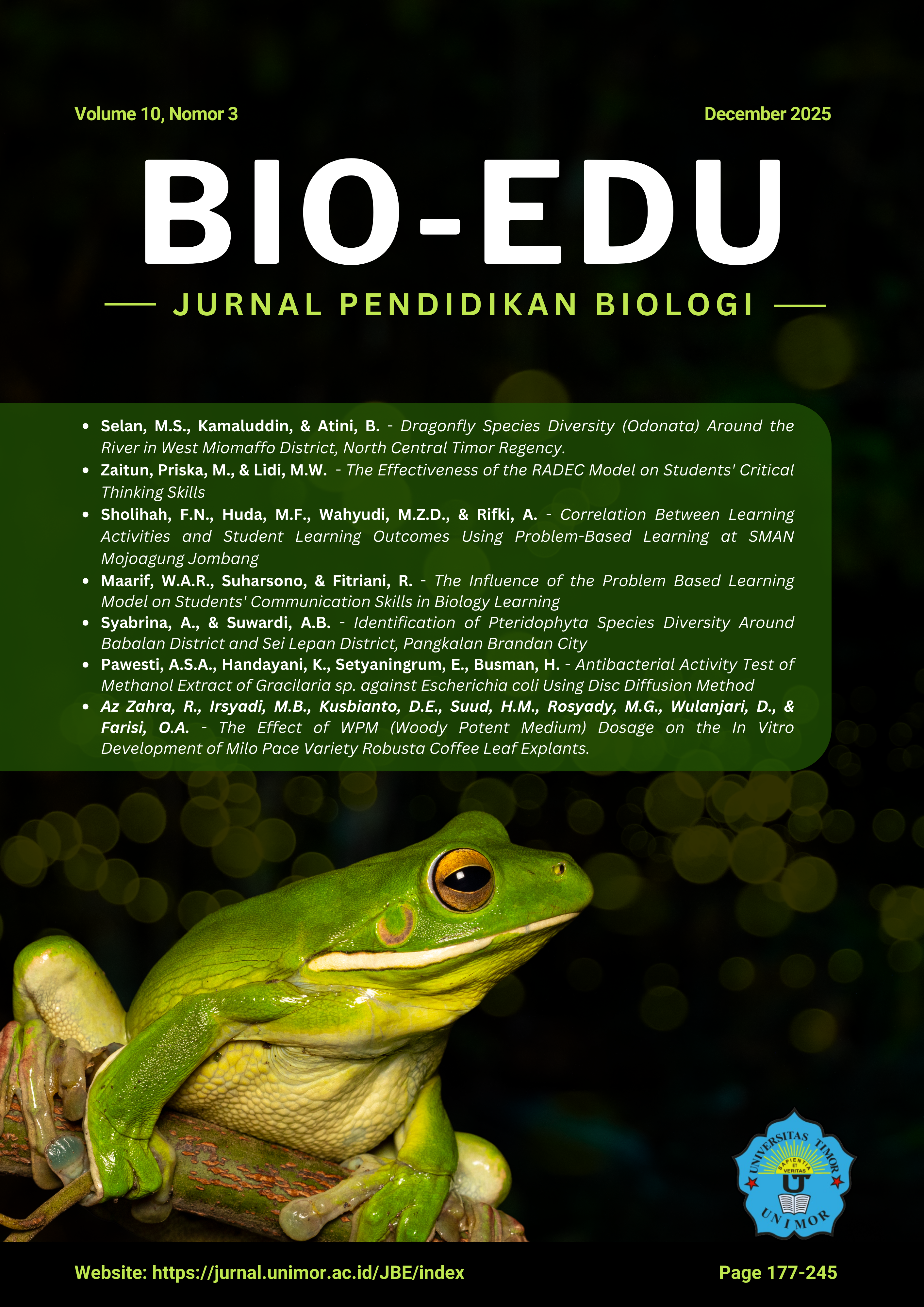 					View Vol. 10 No. 3 (2025): BIO-EDU: Jurnal Pendidikan Biologi - December 2025
				