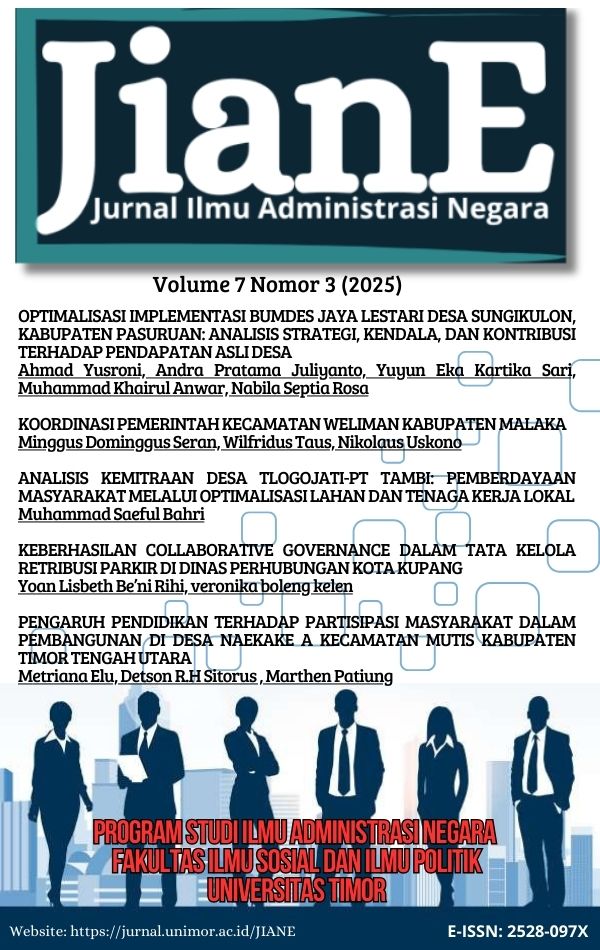 					View Vol. 7 No. 3 (2025): JianE: Jurnal Ilmu Administrasi Negara
				
